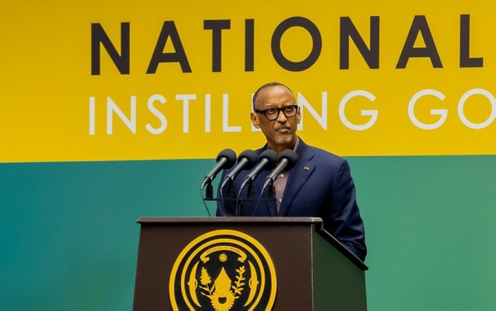 President Paul Kagame addresses delegates during the 28th annual National Prayer Breakfast held at Kigali Convention Centre. on Sunday, January 15. Olivier Mugwiza