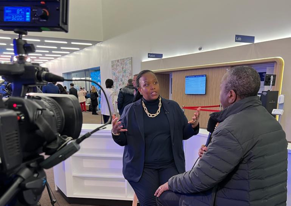 Rwanda Development Board Chief Executive Officer Clare Akamanzi  during an interview at the World Economic Forum that kicked off on Monday, January 16, in Davos, Switzerland. Courtesy (1)