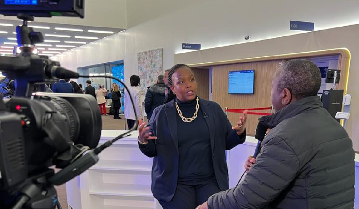 Rwanda Development Board Chief Executive Officer Clare Akamanzi  during an interview at the World Economic Forum that kicked off on Monday, January 16, in Davos, Switzerland. Courtesy (1)