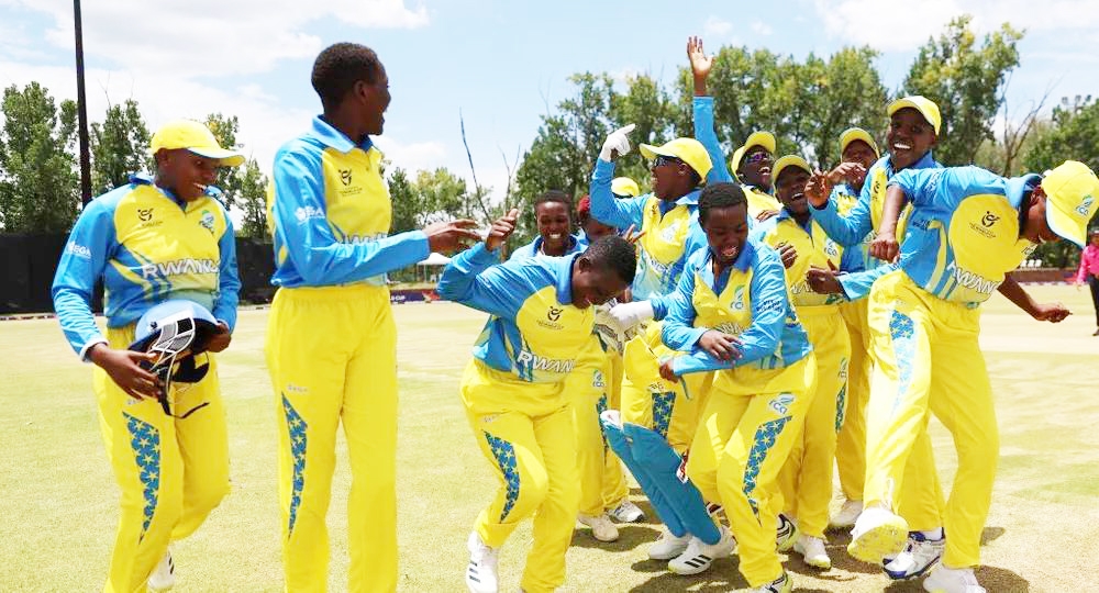 Rwanda National Team players celebrate after beating Zimbabwe in South Africa on Tuesday, January 17. Courtesy