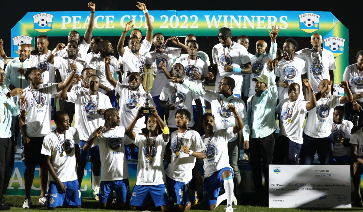 AS Kigali players celebrate  the Peace Cup Title in 2022. The 2023 edition of the Peace Cup, Rwanda’s second biggest football tournament, will kick off on February 7. Craish Bahizi