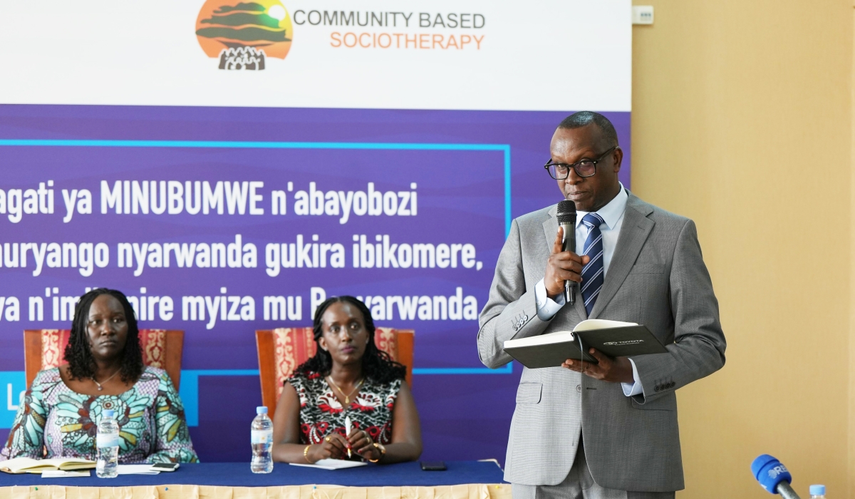 Minister of National Unity and Civic Engagement, Jean Damascene Bizimana speaks during a meeting with various leaders of various faith- based organisations, to discuss ways of working together towards healing in Kigali on Tuesday, January 17