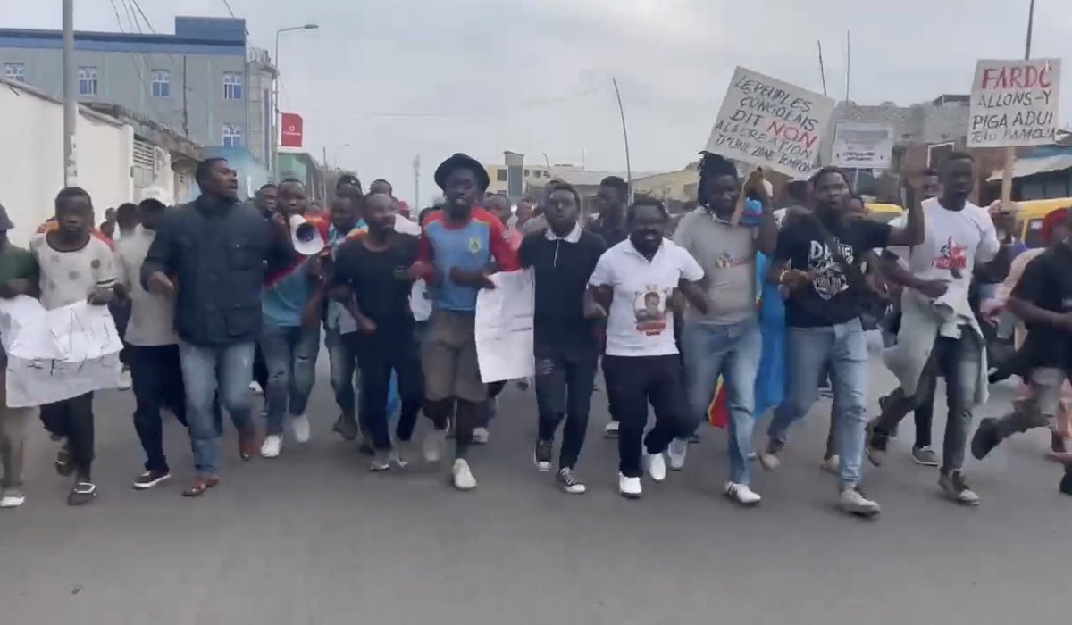 Congolese youth during a demonstration in Goma on Wednesday, January 18. Courtesy