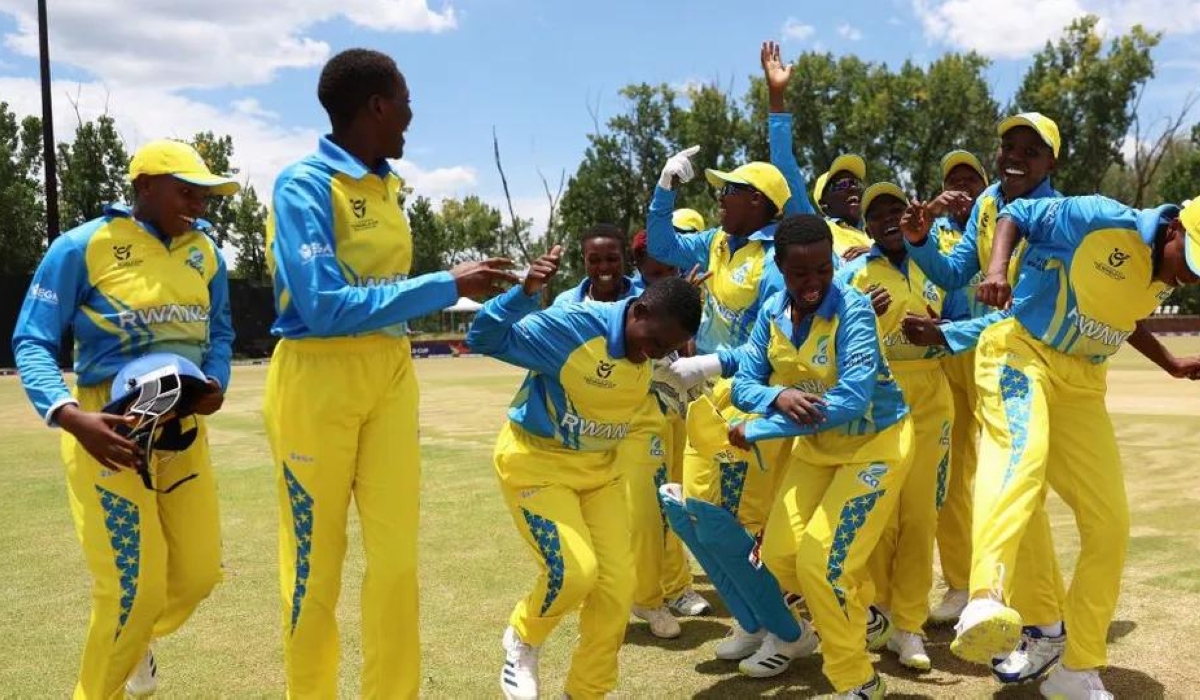 Rwanda U-19 Cricket team players celebrate the win after  thrashing  Zimbabwe by 39 runs on Tuesday, January 17