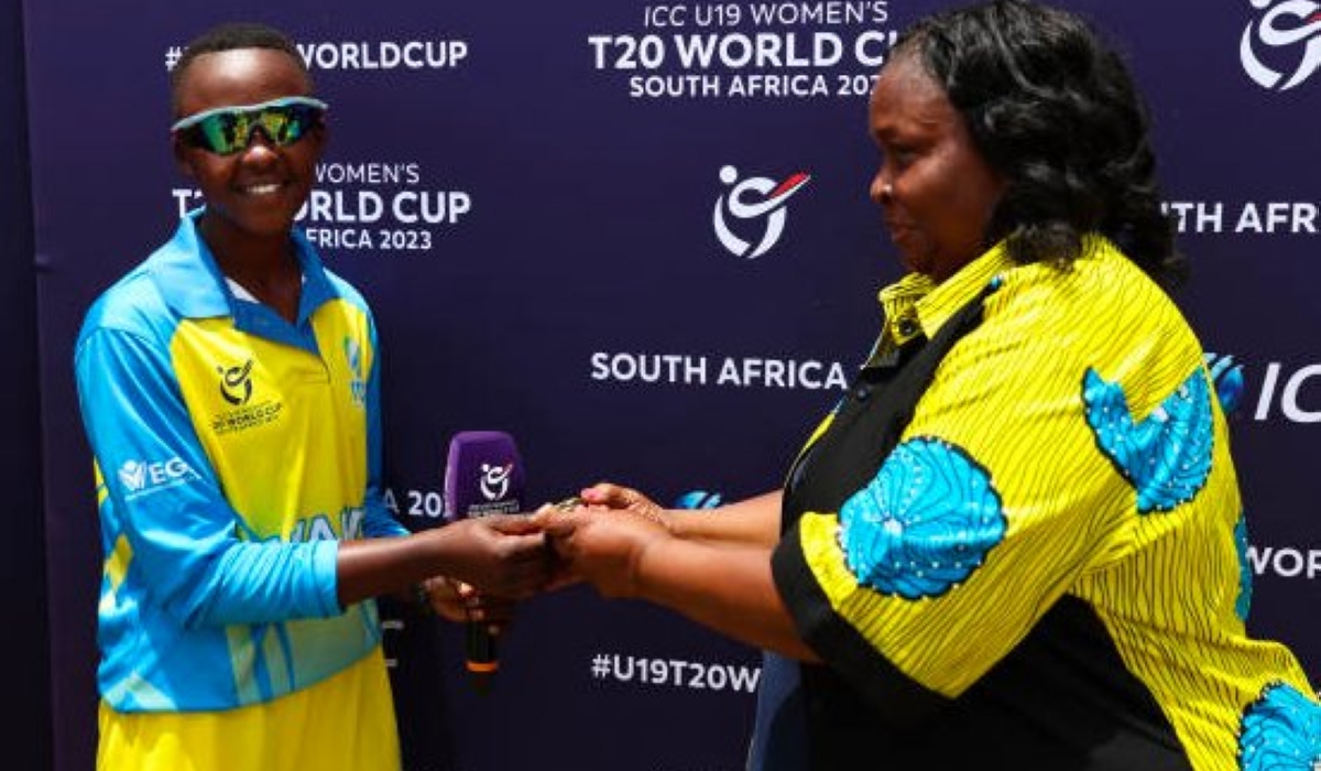 Captain Gisele Ishimwe earned a Player of the Match award as Rwanda stun Zimbabwe. Courtesy