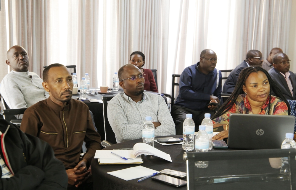 Members of Private Sector follow a presentation during a workshop aimed at furthering the engagement and bringing on board the primary implementers of the continental agreement. Craish Bahizi (