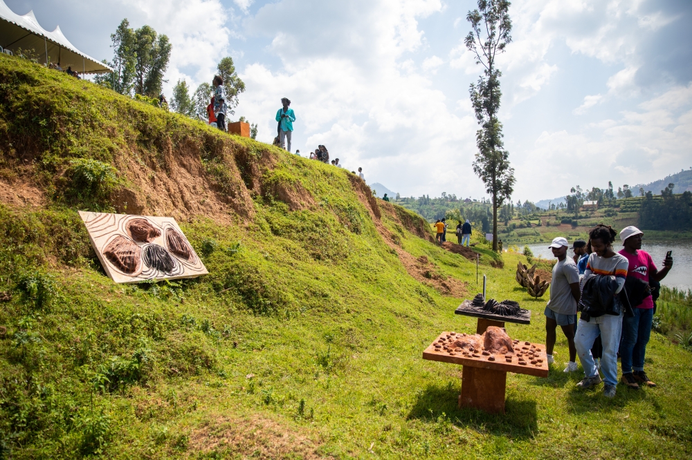 Some of the art pieces that were showcased on the terraces of Lake Ruhondo in Musanze District.  Photos by Olivier Mugwiza.