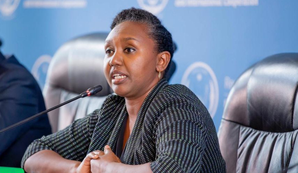 The Government Spokesperson, Yolande Makolo during a past news briefing. Rwanda has expressed its concern over the DR Congo “apparent abandonment” of the Luanda and Nairobi peace process. File
