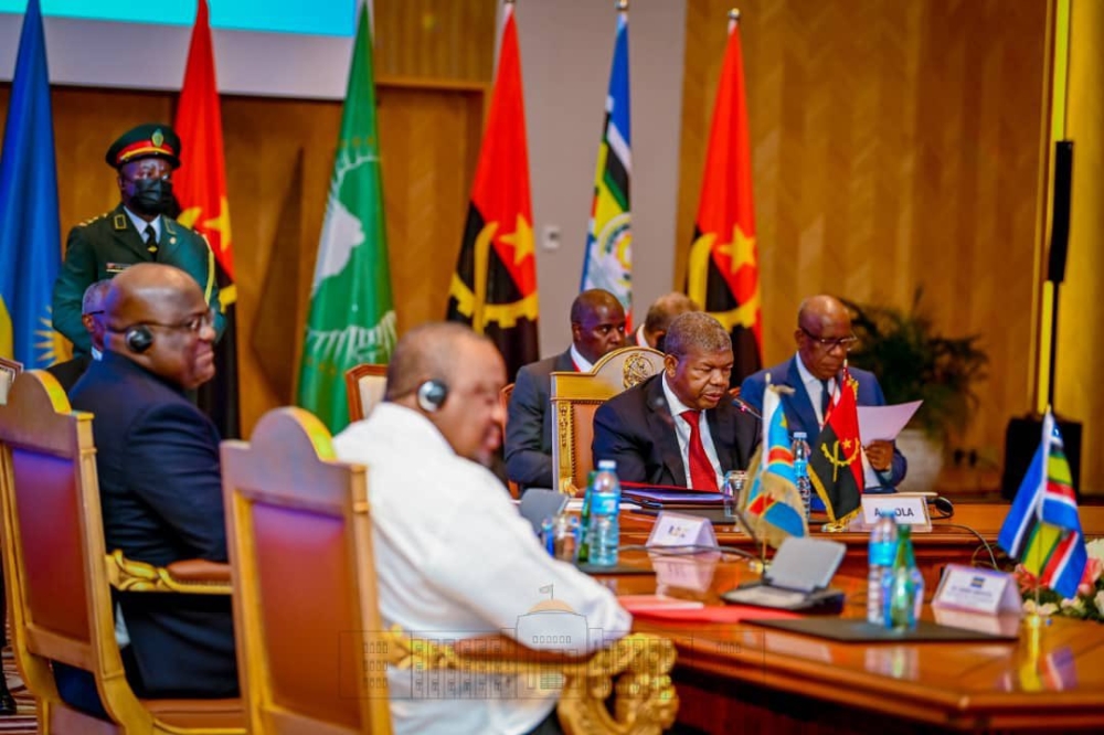Leaders during the mini-summit in Luanda . Analysts say that the Congolese leadership continues to disrupt efforts put in place by regional leaders to restore peace and stability in eastern DR Congo. Courtesy