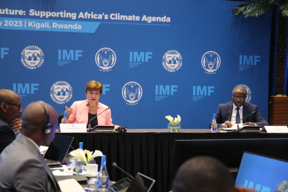 Kristalina Georgieva, Managing Director of the IMF, speaks at the meeting with East African finance ministers and Central Bank Governors in Kigali on January 25, 2023. Photo by Craish Bahizi