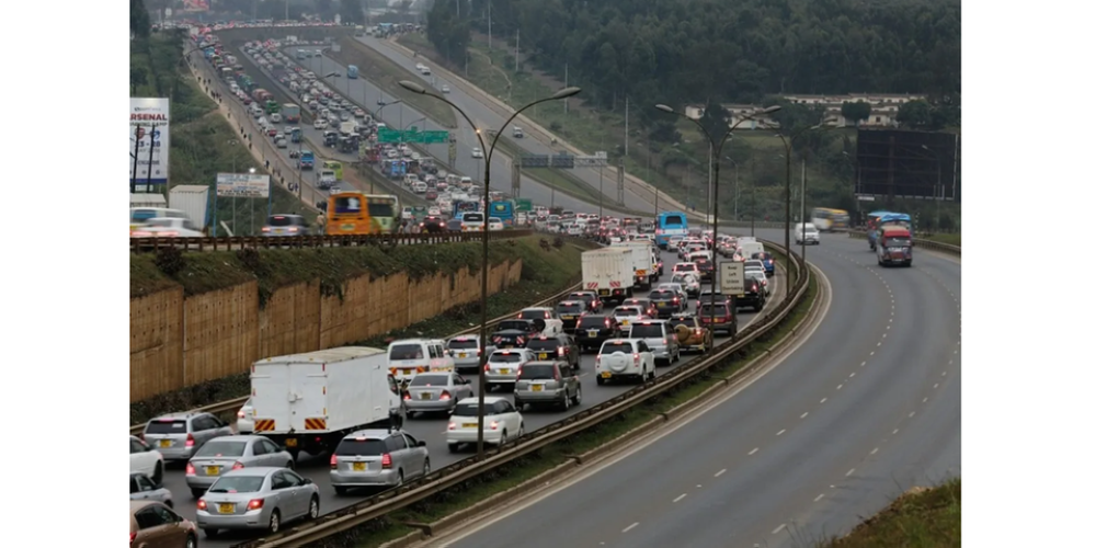 Traffic jam on Nairobi&#039;s Thika Road. Courtesy