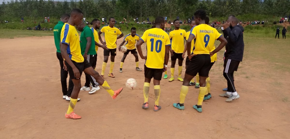 Amagaju Fc players during a second league game against Akagera FC . The club&#039;s president said that their goal is to do all their best so that the Nyamagabe based team be back in the premier league.