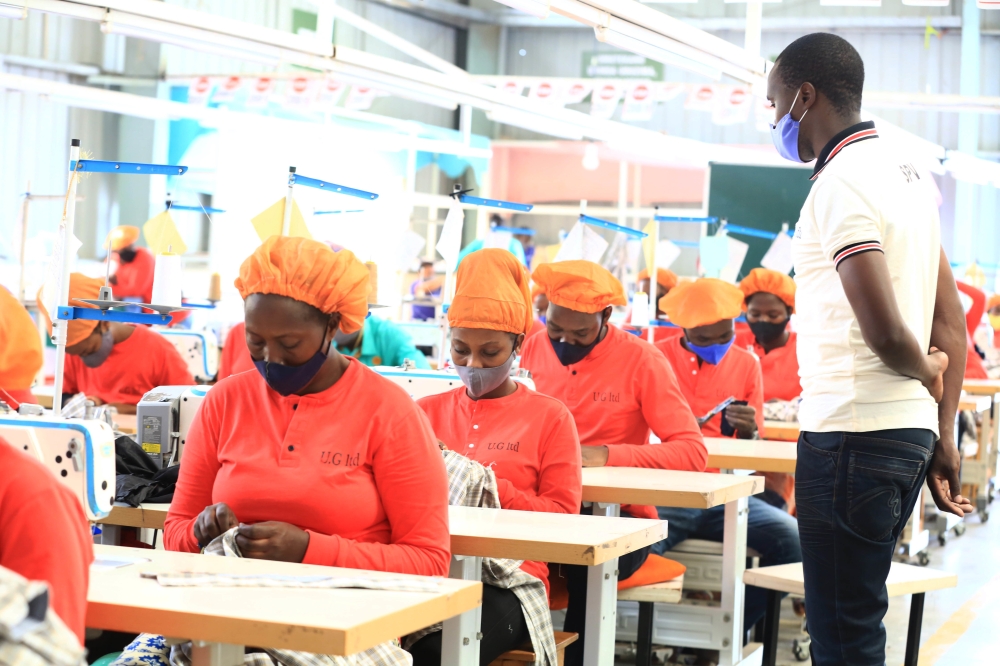 Workers on duty at UFACO garment factory at Kigali Special Economic Zone. file