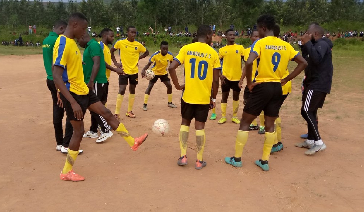 Amagaju Fc players during a second league game against Akagera FC . The club&#039;s president said that their goal is to do all their best so that the Nyamagabe based team be back in the premier league.