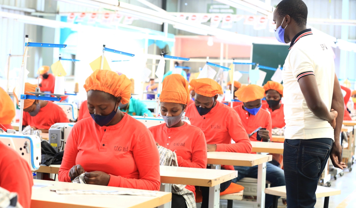Workers on duty at UFACO garment factory at Kigali Special Economic Zone. file