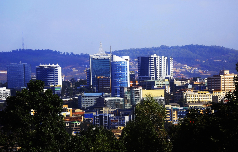 A view of Kigali city&#039;s business district.Standard & Poor Global Ratings, has revised Rwanda’s growth to stable from negative, citing the country’s ease of fiscal pressures and low debt servicing costs. Photo by Sam Ngendahimana