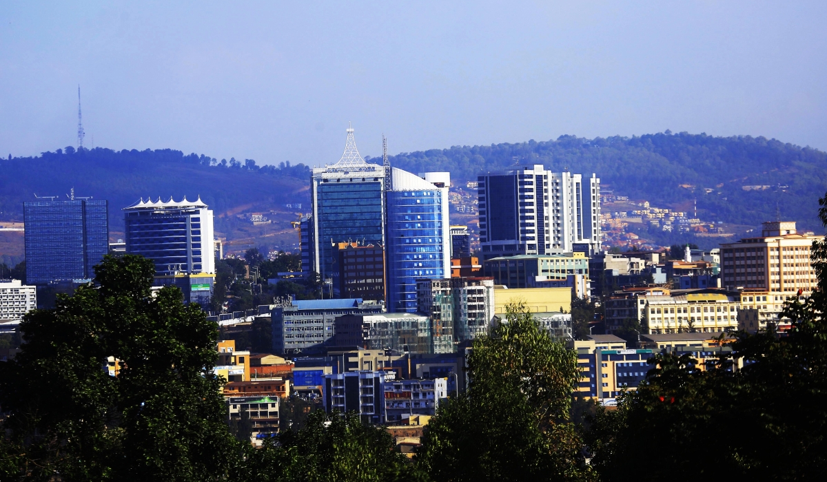 A view of Kigali city&#039;s business district.Standard & Poor Global Ratings, has revised Rwanda’s growth to stable from negative, citing the country’s ease of fiscal pressures and low debt servicing costs. Photo by Sam Ngendahimana