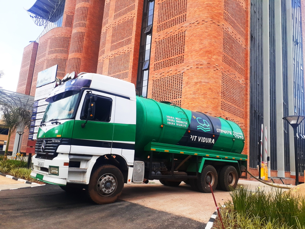 The sewage suction truck on duty in Kigali. According to the water utility body, the groundbreaking for Kigali’s centralised sewerage system is slated for March this year. File