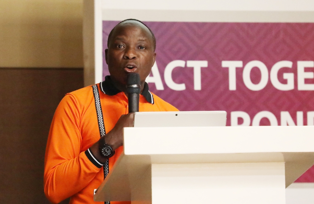 Dr Aimable Mbituyumuremyi, Division Manager of Malaria and NTDs at Rwanda Biomedical Centre  addresses participants. He said that the neglected diseases are found mostly in sub-Saharan African countries. Photos by Craish Bahizi 