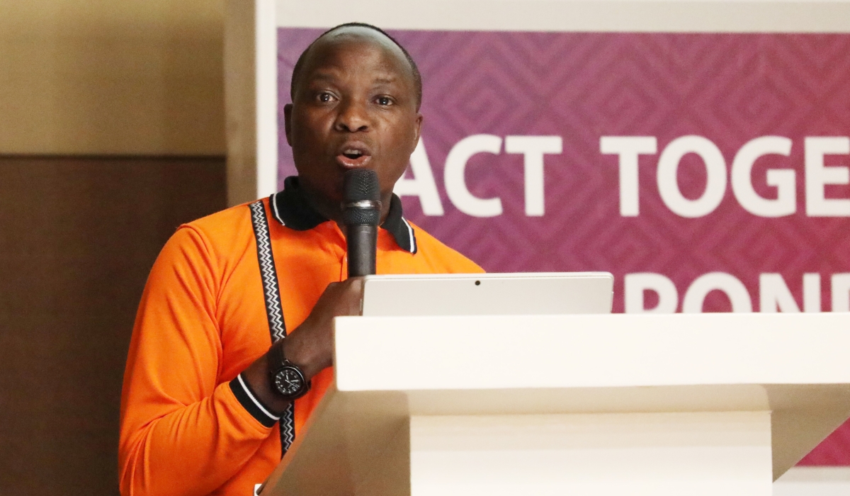 Dr Aimable Mbituyumuremyi, Division Manager of Malaria and NTDs at Rwanda Biomedical Centre  addresses participants. He said that the neglected diseases are found mostly in sub-Saharan African countries. Photos by Craish Bahizi 