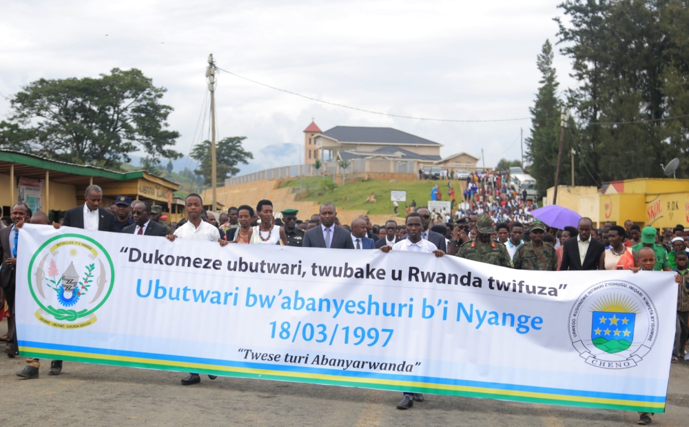 A walk to remember Heroes of Nyange who were massacred on March 18,1997. Photo by Sam Ngendahimana.