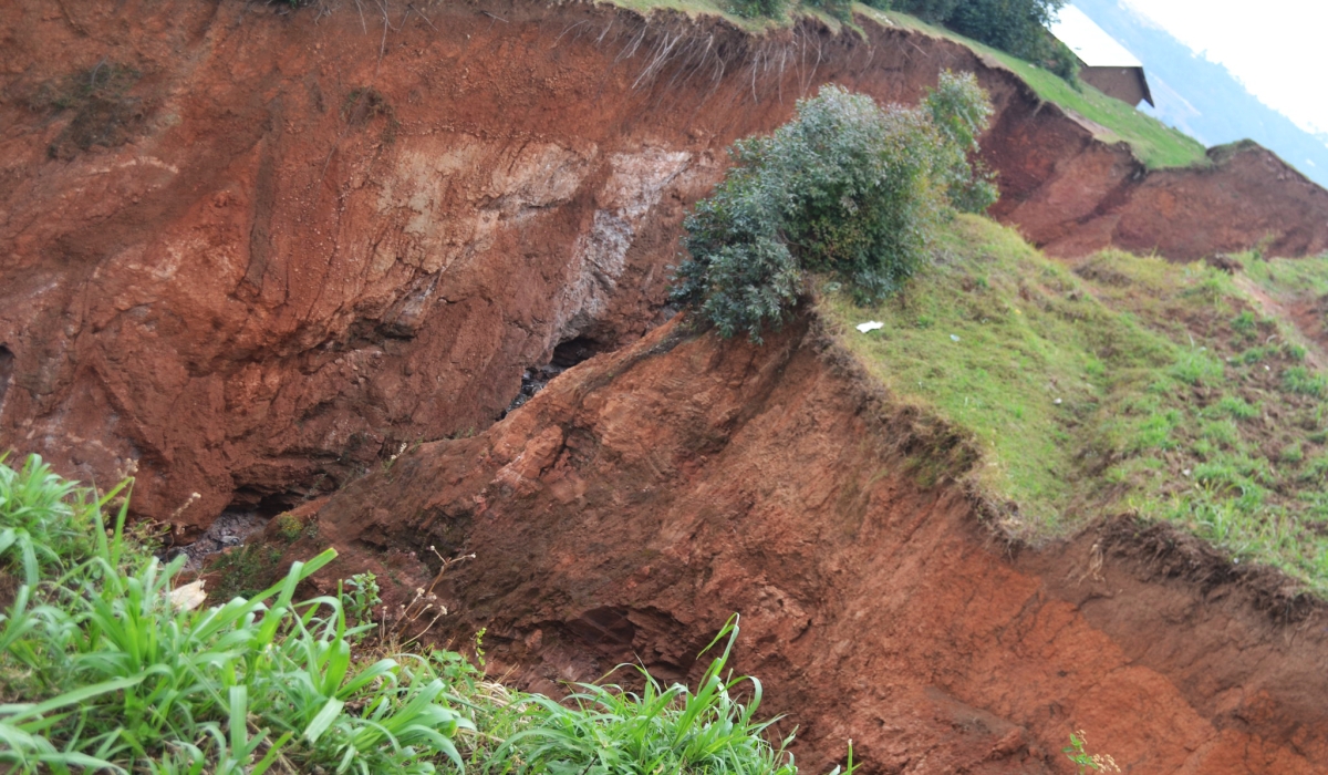 A segment of Gihembe Refugee Camp that has been strongly damaged by landslides. Government intends to spend approximately Rwf2 billion towards saving communities around the former Gihembe refugee camp from deadly landslides.