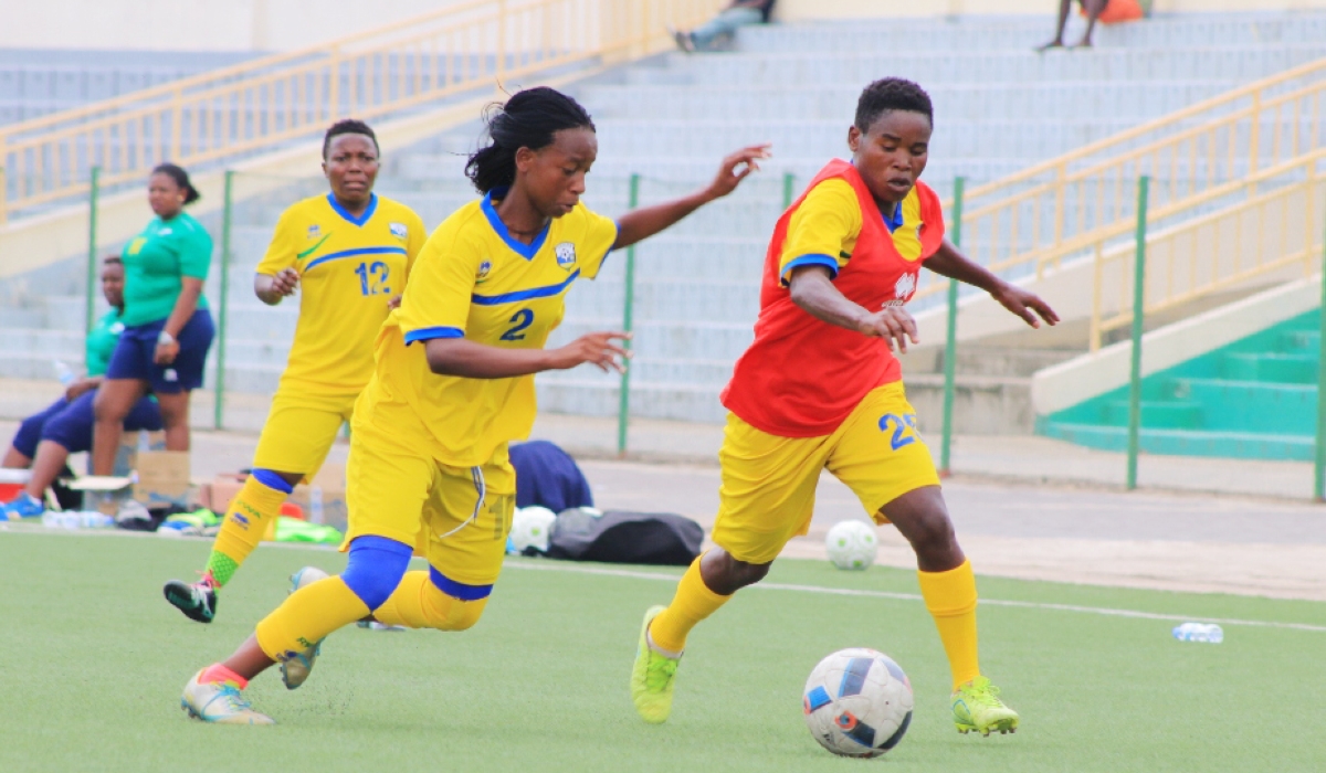 The women national  football team players during a training session at Umuganda stadium