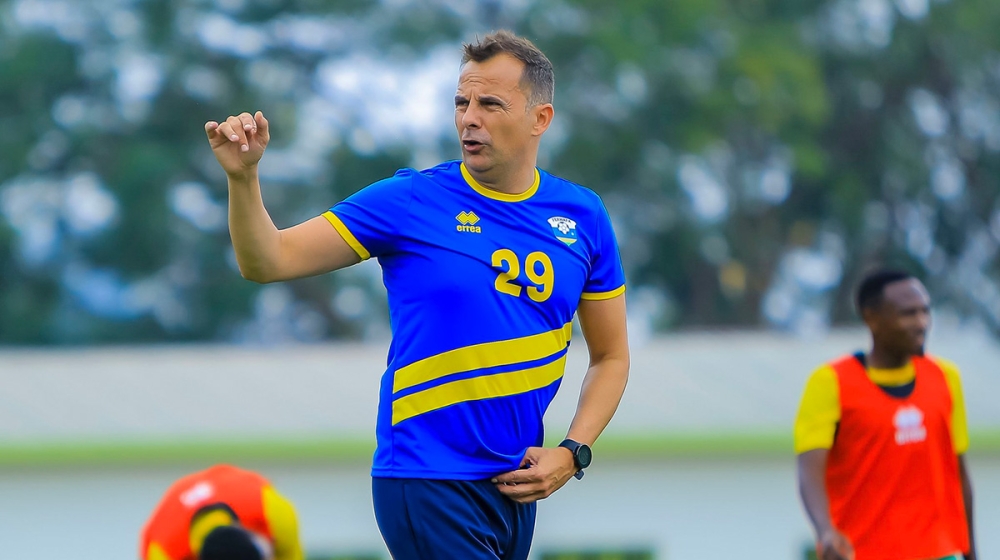Carlos Ferrer, the head coach of national football team Amavubi during a training session. Courtesy