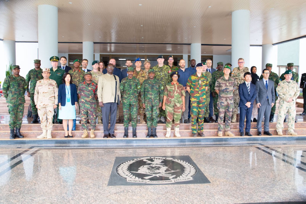 A group photo of Defence Attachés accredited to Rwanda with RDF officers after  a security briefing at Rwanda Defence Force  Headquarters in Kimihurura on February 2. Courtesy