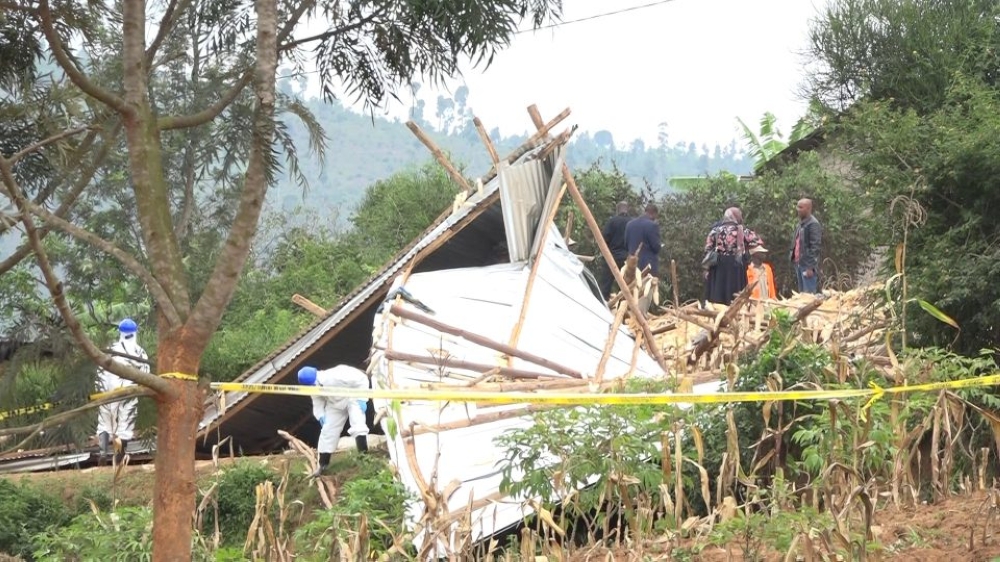 A scene of a fatal accident where a maize drying shelter collapsed in Rusororo, killing 11 people while more than 30 were critically injured, on Friday, February 3. Courtesy