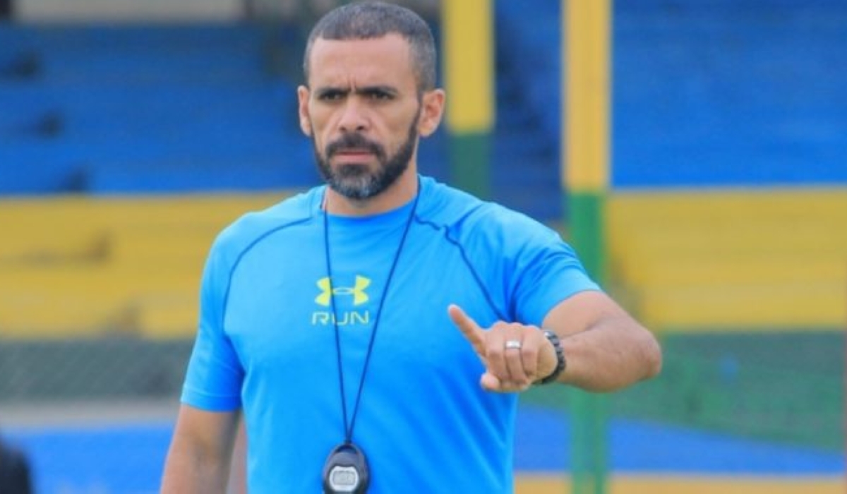 Musanze FC coach Ahmed Abdel Rahman Adel  during a training session. The club has reappointed Ahmed as their new head coach on a two-year-deal. Courtesy