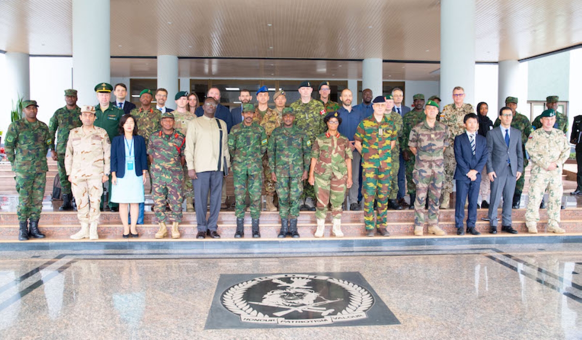 A group photo of Defence Attachés accredited to Rwanda with RDF officers after  a security briefing at Rwanda Defence Force  Headquarters in Kimihurura on February 2. Courtesy