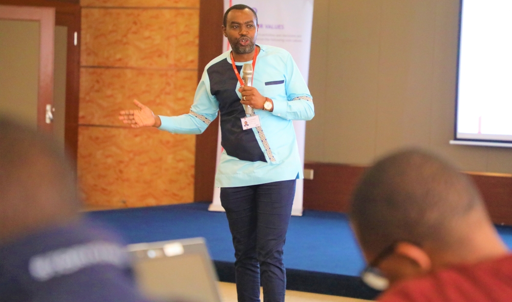 Managing Partner of BDO EA Rwanda Limited, Emmanuel Habineza addresses trainees during the workshop. Craish Bahizi