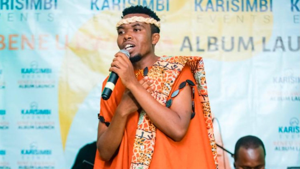 Jodas Sengabo performing during his album launch.