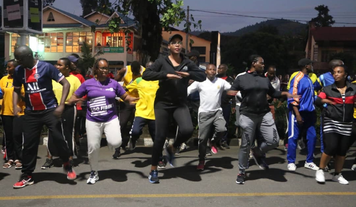 Minister of Sports Aurore Mimosa Munyangaju (center) joins Rubavu residents for Rubavu Night Run&#039;s first edition. Photos by Germain Nsanzimana