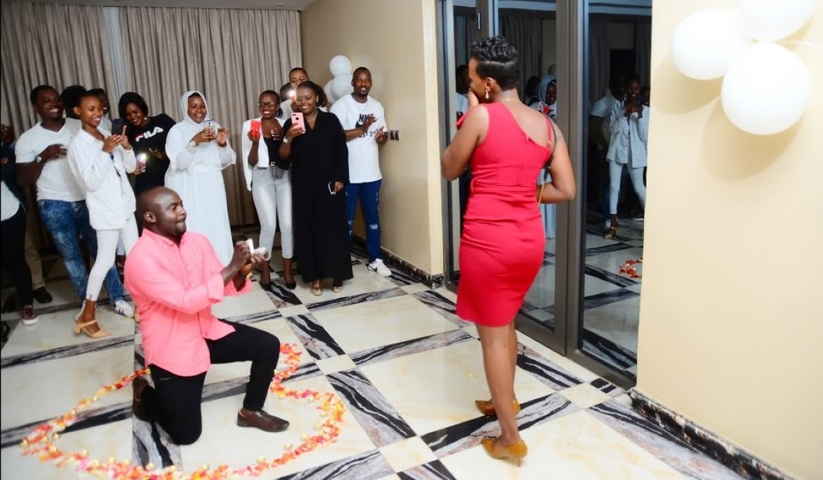 Muvunyi and his fiancee Sandrine during a wedding proposal ceremony in Kigali. File