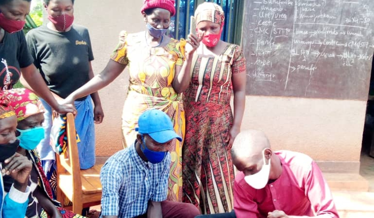 Some of the beneficiaries during a liquid soap-making training. Courtesy photos