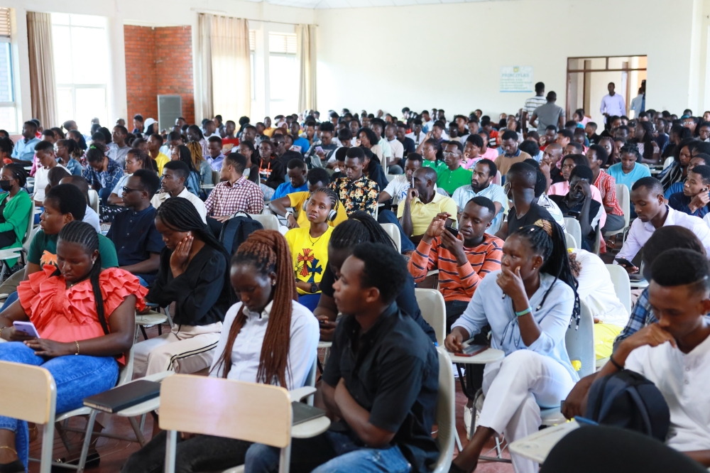 Youths attend a civic education lecture at University of Rwanda. Courtesy