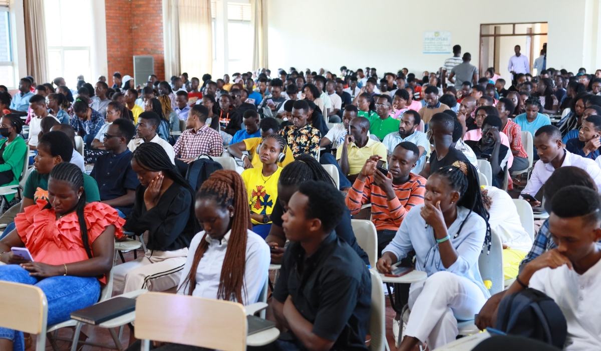 Youths attend a civic education lecture at University of Rwanda. Courtesy