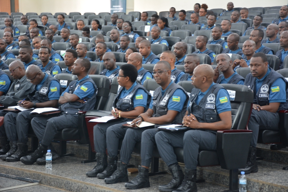 Rwanda Investigation Bureau  personnel during a general assembly in Kigali, on February 7. According to the officials ,RIB has sacked 88 of its personnel over corruption and other professional malpractices. Courtesy