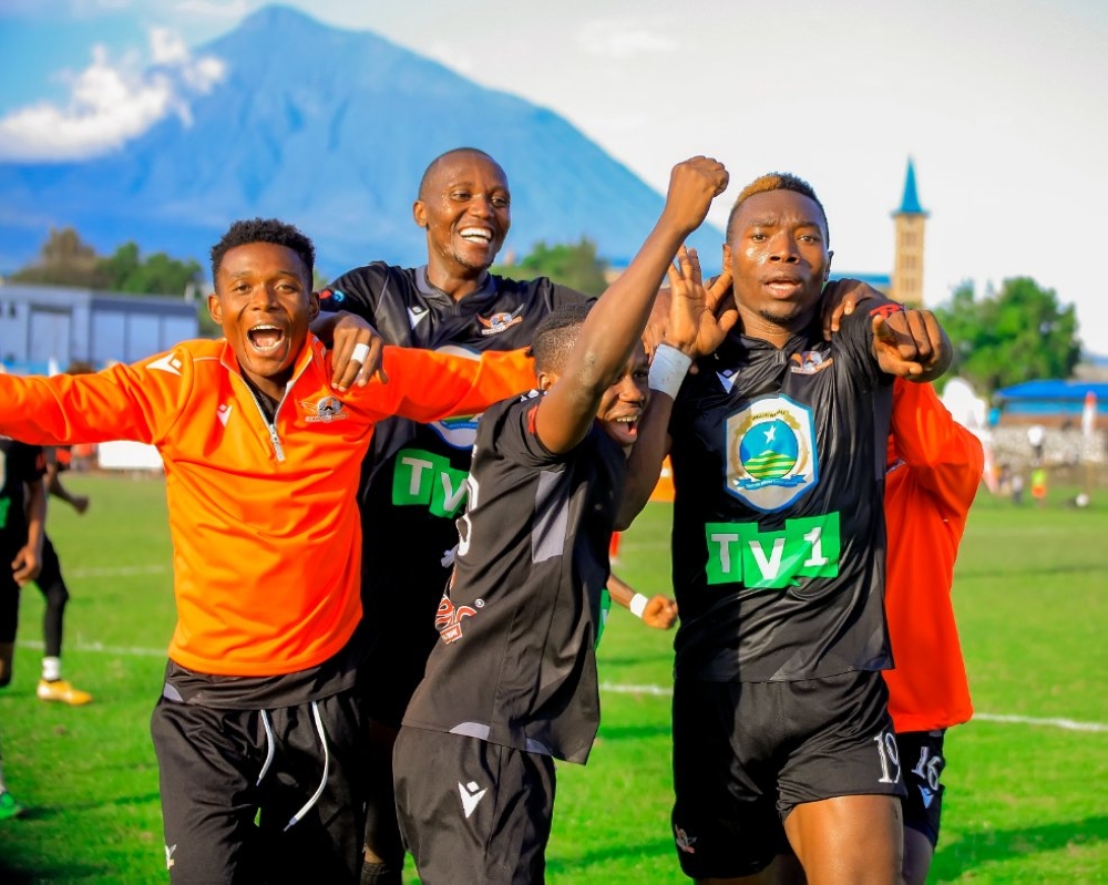 Gasogi United FC players celebrate a goal against Musanze FC. Gasogi United head coach Paul Kiwanuka has promised to maintain the club’s winning mentality. Courtesy