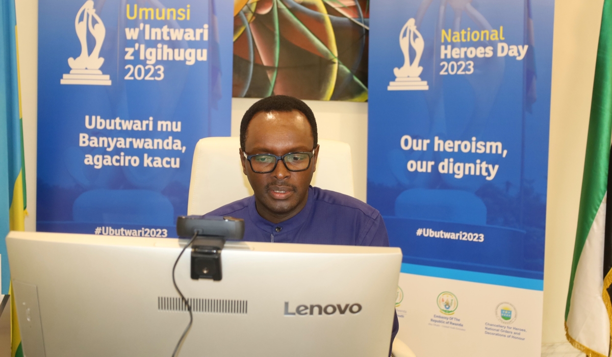 Rwanda’s ambassador to the UAE, Emmanuel Hategeka, urged the audience to spare no efforts in preserving the legacy of Rwanda’s heroes. Courtesy