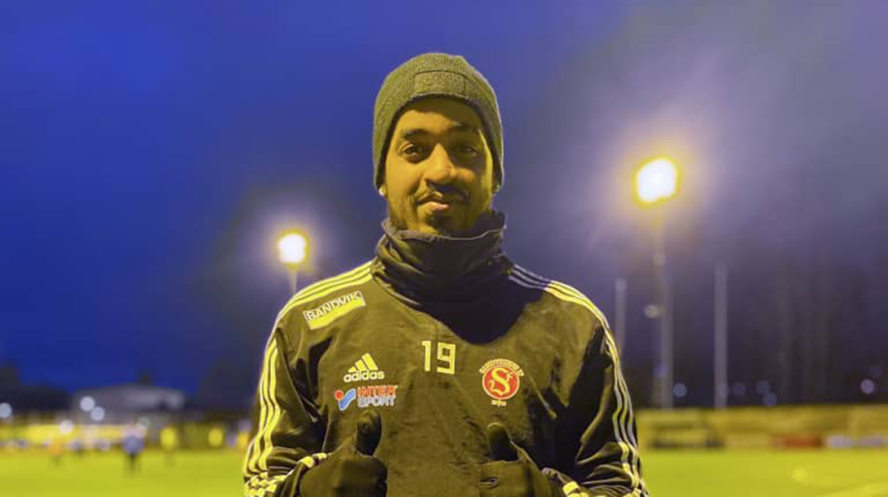 Yannick Mukunzi poses for a picture after a training session on February 7. Mukunzi is in the final stages of his recovery and has started training with his teammates. Courtesy