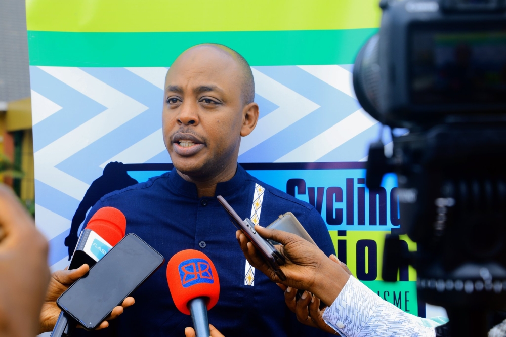 Abdallah Murenzi, FERWACY President speaks to journalists. File