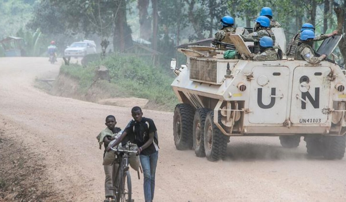 Peacekeepers from the UN Mission in DR Congo, MONUSCO, on patrol. Reports indicate MONUSCO peacekeepers killed eight civilians during an attack on their supply convoy in eastern DR Congo on Tuesday, February 7, 2023.