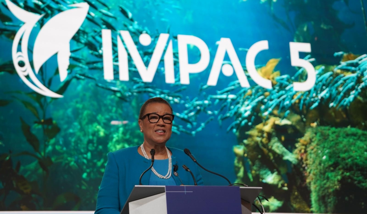 Commonwealth Secretary-General, Patricia Scotland KC delivers remarks during the final day of the 5th International Marine Protected Areas Congress (IMPAC5) on February 9. Courtesy