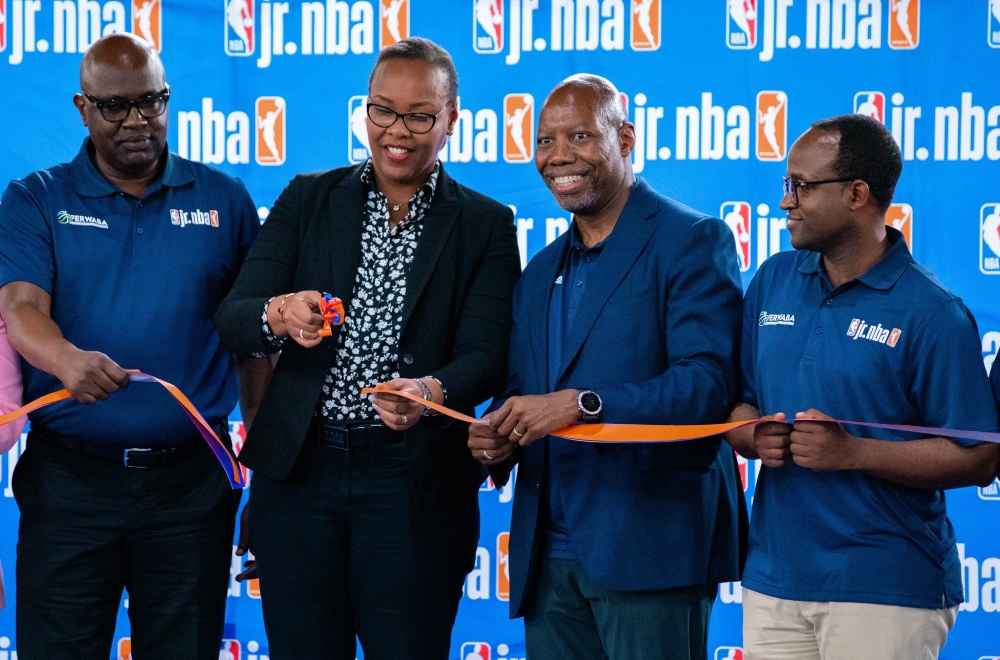 Sports Minister Aurore Mimosa Munyangaju officially inaugurates the newly revamped gymnasium at Lycee de Kigali .Mimosa has hailed NBA Africa’s continued commitment to support infrastructure projects. Dan Gatsinzi
