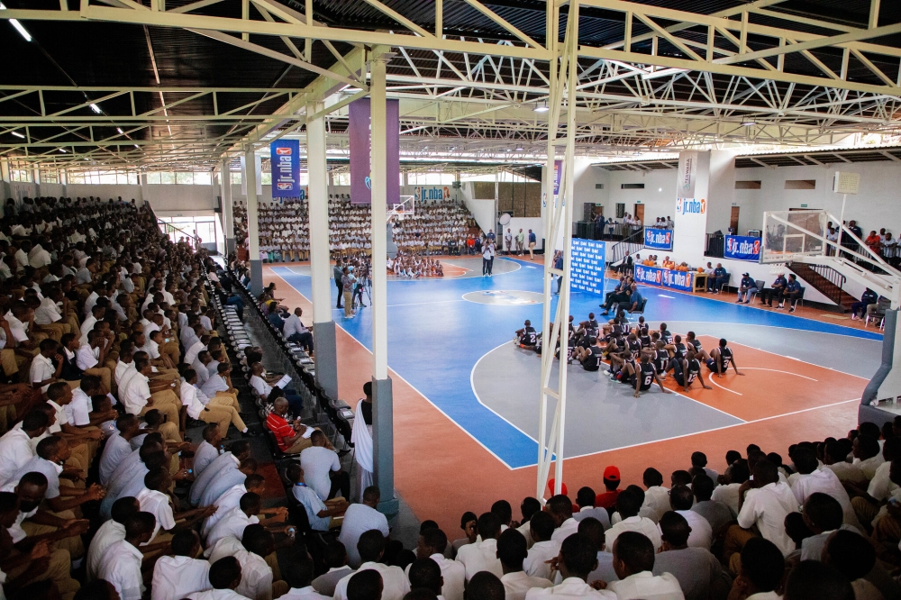 A view of the inside part of the revamped gymnasium at Lycee de Kigali . The newly completed indoor basketball court  has the capacity to host up to 1,500 spectators