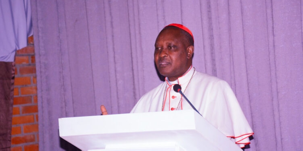 Cardinal Antoine Kambanda speaking at the launch of ‘Ubumwe n&#039;Ubudaheranwa’ project (Unity and Community Resilience). Courtesy