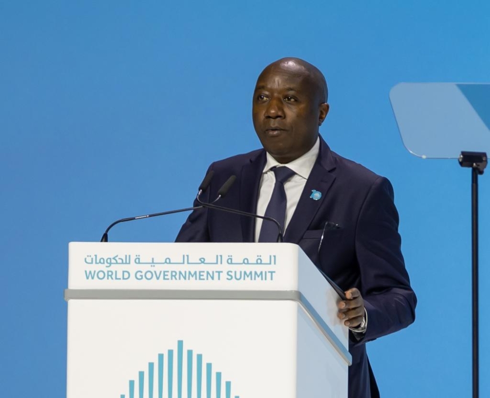 Prime Minister Dr. Ngirente delivers remarks at  the 9th edition of the World Governement Summit in Dubai on Monday, February 13.